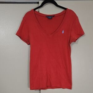 Ralph Lauren Sport Women's Brick Red Short Sleeve Tee Size Large